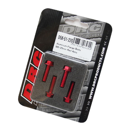 DRC フランジボルト アルミ／RED 4pcs M6X20mm 《ディーアールシー D58-51-220》◇Cr◇プロト品番P018-9271メーカー品番D58-51-220