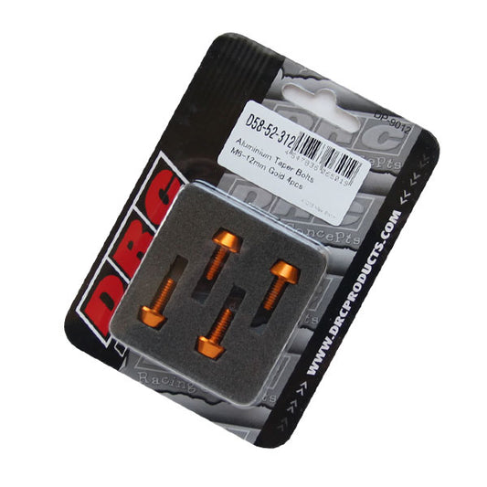 DRC テーパーボルト アルミ／GLD 4pcs M6X12mm 《ディーアールシー D58-52-312》◇Cr◇プロト品番P001-2386メーカー品番D58-52-312