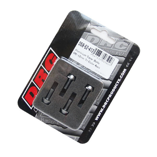 DRC テーパーボルト アルミ／チタン 4pcs M6X12mm 《ディーアールシー D58-52-412》◇Cr◇プロト品番P001-2392メーカー品番D58-52-412