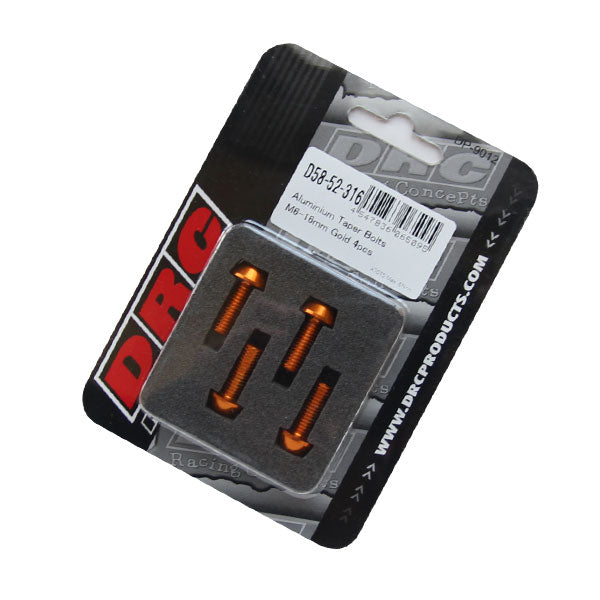 DRC テーパーボルト アルミ／GLD 4pcs M6X16mm 《ディーアールシー D58-52-316》◇Cr◇プロト品番P001-2387メーカー品番D58-52-316