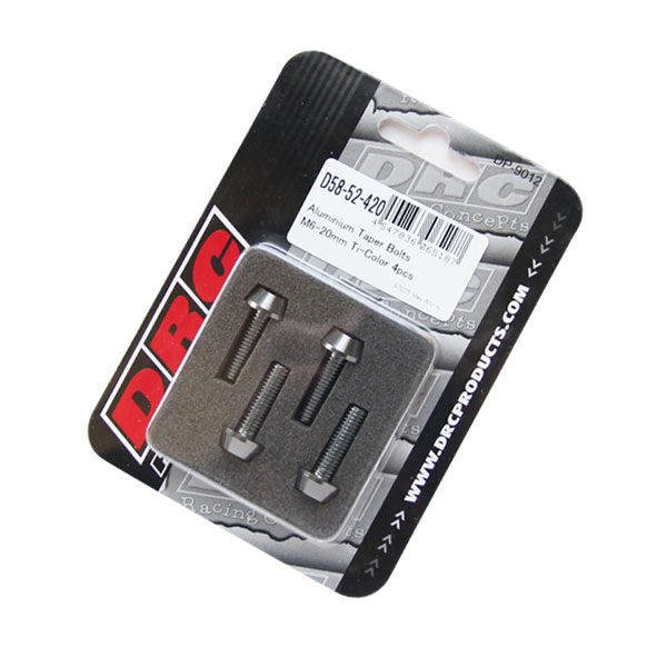 DRC テーパーボルト アルミ／チタン 4pcs M6X20mm 《ディーアールシー D58-52-420》◇Cr◇プロト品番P001-2394メーカー品番D58-52-420