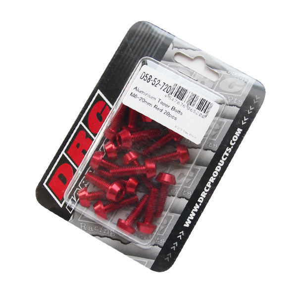 DRC テーパーボルト アルミ／RED 20pcs M6X20mm 《ディーアールシー D58-52-720》◇Cr◇プロト品番P001-2406メーカー品番D58-52-720