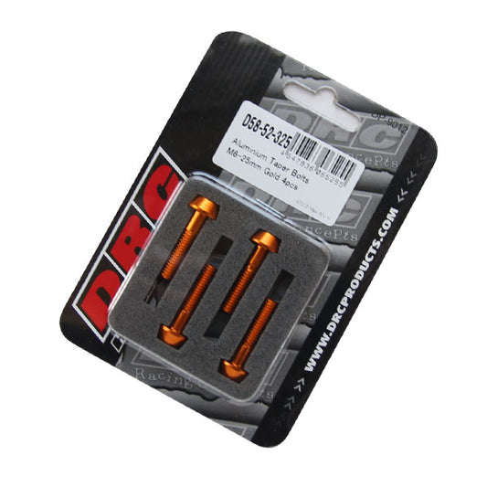 DRC テーパーボルト アルミ／GLD 4pcs M6X25mm 《ディーアールシー D58-52-325》◇Cr◇プロト品番P001-2389メーカー品番D58-52-325