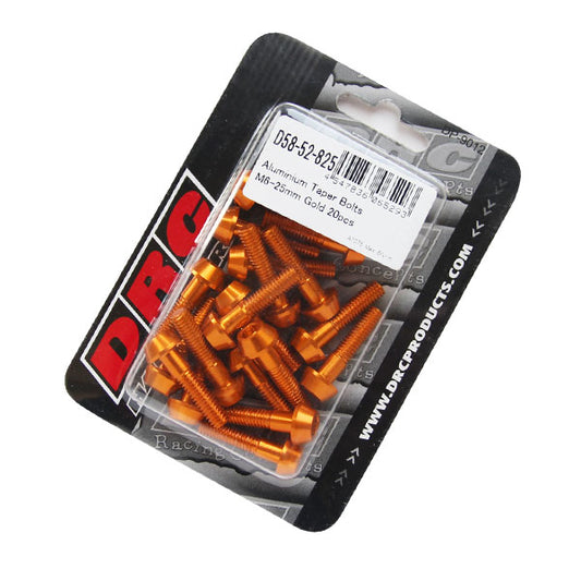 DRC テーパーボルト アルミ／GLD 20pcs M6X25mm 《ディーアールシー D58-52-825》◇Cr◇プロト品番P001-2413メーカー品番D58-52-825