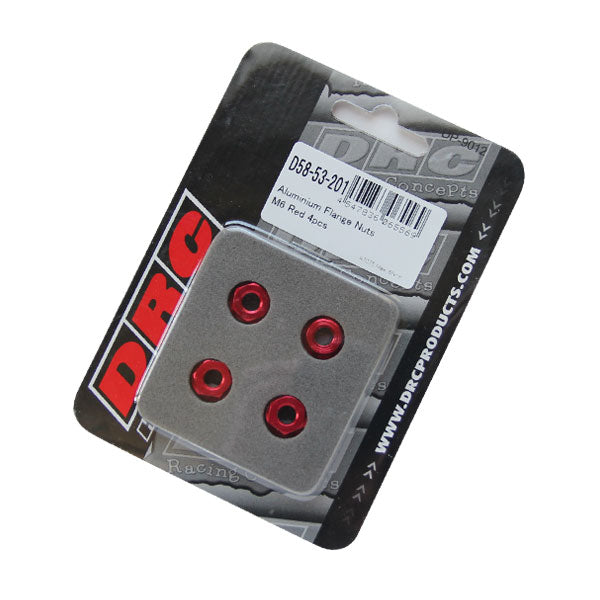 DRC フランジナット アルミ／RED 4pcs M6サイズ 《ディーアールシー D58-53-201》◇Cr◇プロト品番P001-2417メーカー品番D58-53-201