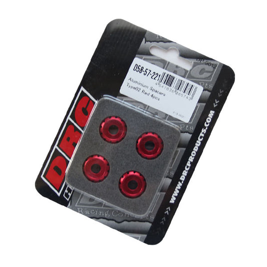 DRC アルミスペーサーφ18 Type02／RED M6サイズ／4pcs 《ディーアールシー D58-57-221》◇Cr◇プロト品番P001-2435メーカー品番D58-57-221