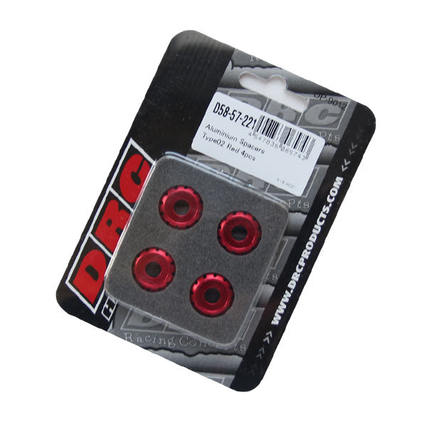 DRC アルミスペーサーφ18 Type02／RED M6サイズ／4pcs 《ディーアールシー D58-57-221》◇Cr◇プロト品番P001-2435メーカー品番D58-57-221