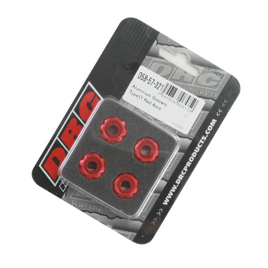 DRC アルミスペーサーφ18 Type11／RED M6サイズ／4pcs 《ディーアールシー D58-57-321》◇Cr◇プロト品番P001-2445メーカー品番D58-57-321