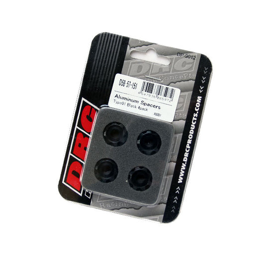 DRC アルミスペーサーφ18 Type01／BLK M6サイズ／4pcs 《ディーアールシー D58-57-151》◇Cr◇プロト品番P001-2431メーカー品番D58-57-151