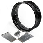 Z-WHEEL ズィーウィール モタードリムセット BLKリム＋SUSスポーク SLVアルミニップル R KLX250 Dトラッカー カタログ品番：P071-3432 メーカー品番：W26-23511