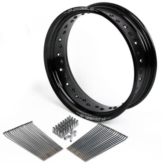 Z-WHEEL ズィーウィール モタードリムセット BLKリム＋SUSスポーク SLVアルミニップル R KLX250 Dトラッカー カタログ品番：P071-3432 メーカー品番：W26-23511