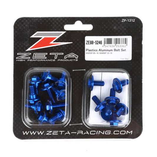 ZETA ジータ アルミボルトセット ガイソウヨウ BLUE KX250F 13-16 450F- 15 17pcs BLUE カタログ品番：P075-6101 メーカー品番：ZE88-5246