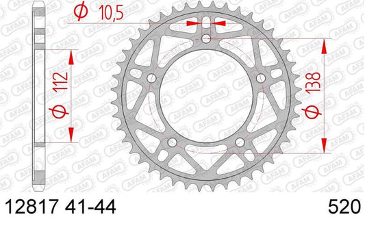AFAM アファム Rスチールスプロケット 520-42 YZF-R1 M 15-19 カタログ品番：12817-42 メーカー品番：12817RLK-42