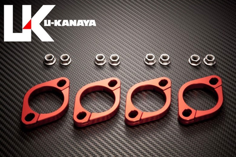 ユーカナヤ U-KANAYA ビレットエキゾーストフランジ RED GPZ900R ZZR1100 ZEPHYR1100 etc カタログ品番：P069-3222 メーカー品番：EFRDZF11