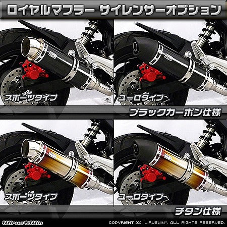 ウイルズウィン WirusWin ロイヤルマフラー フルエキ ポッパー BLK・C GROM(2型) カタログ品番：P072-4878 メーカー品番：1712-59-12