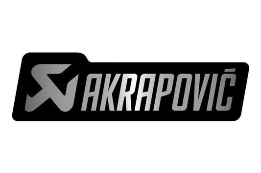 AKRAPOVIC アクラポビッチ タイネツサイレンサーステッカー120X34.5mm NEWシルバーロゴ アルミ カタログ品番：P-HST19AL メーカー品番：P-HST19AL