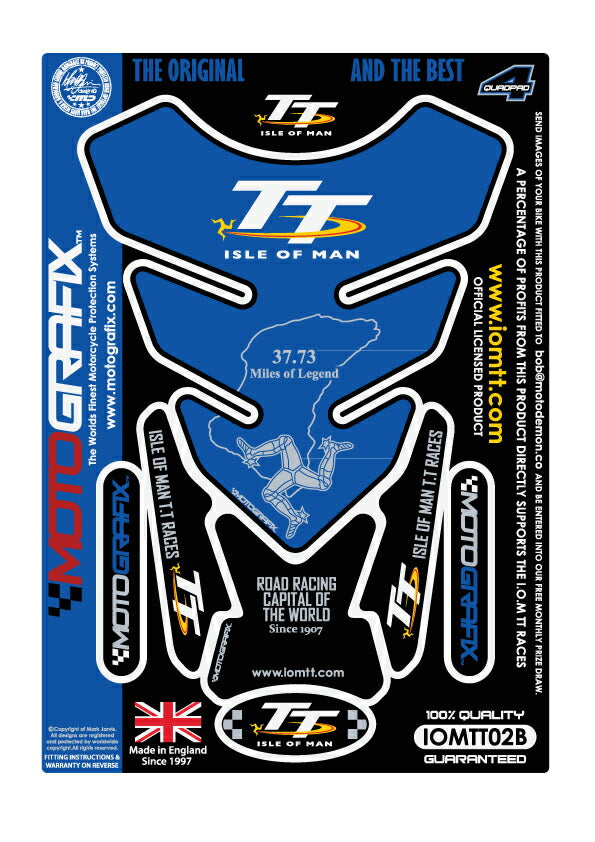 モトグラフィックス タンクパッド BLU Official TT Races