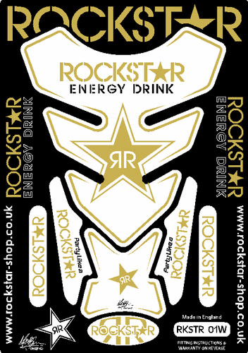 モトグラフィックス タンクパッド WHT ROCKSTAR01