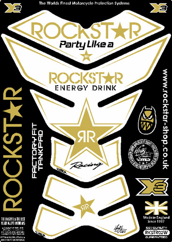 モトグラフィックス タンクパッド WHT ROCKSTAR02