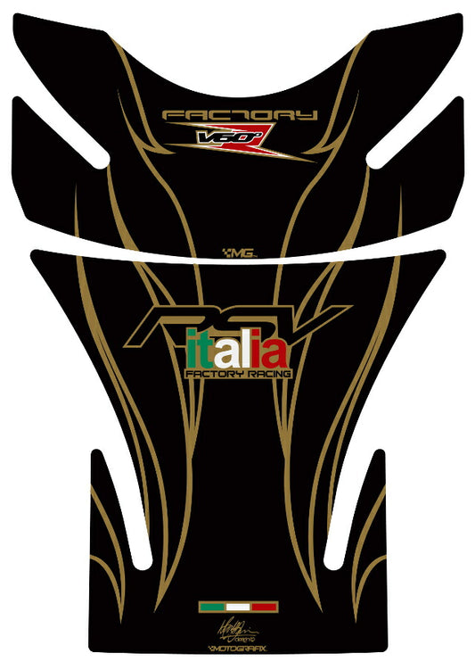 モトグラフィックス タンクパッド BLK／GLD APRILIA MILLE 01-03