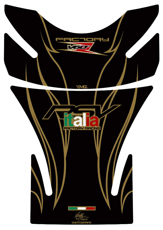 モトグラフィックス タンクパッド BLK／GLD APRILIA MILLE 01-03