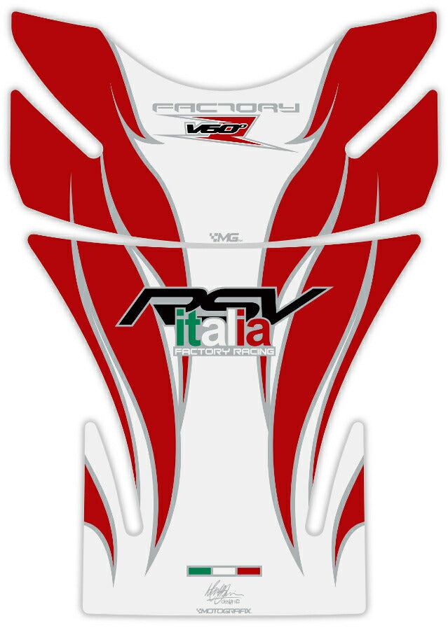 モトグラフィックス タンクパッド WHT／RED／SLV APRILIA MILLE 01