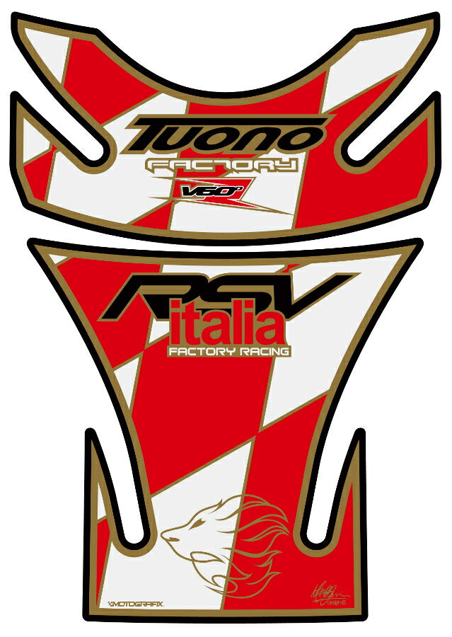 モトグラフィックス タンクパッド WHT／RED APRILIA TUONO