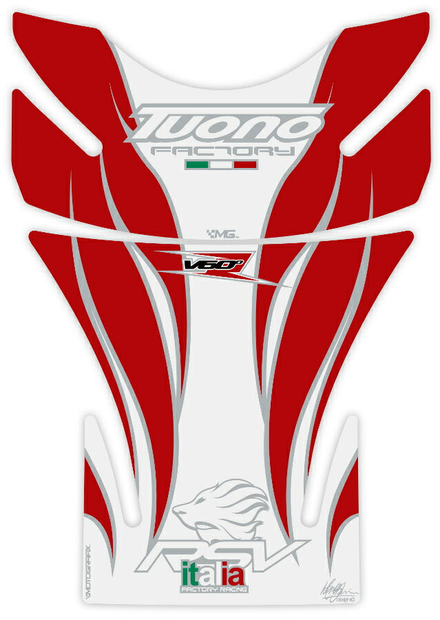 モトグラフィックス タンクパッド WHT／RED／SLV APRILIA TUONO