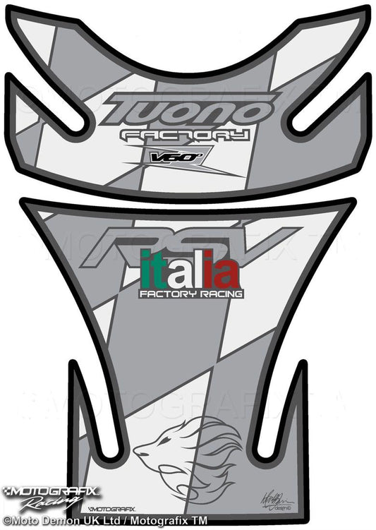 モトグラフィックス タンクパッド WHT／SLV APRILIA TUONO