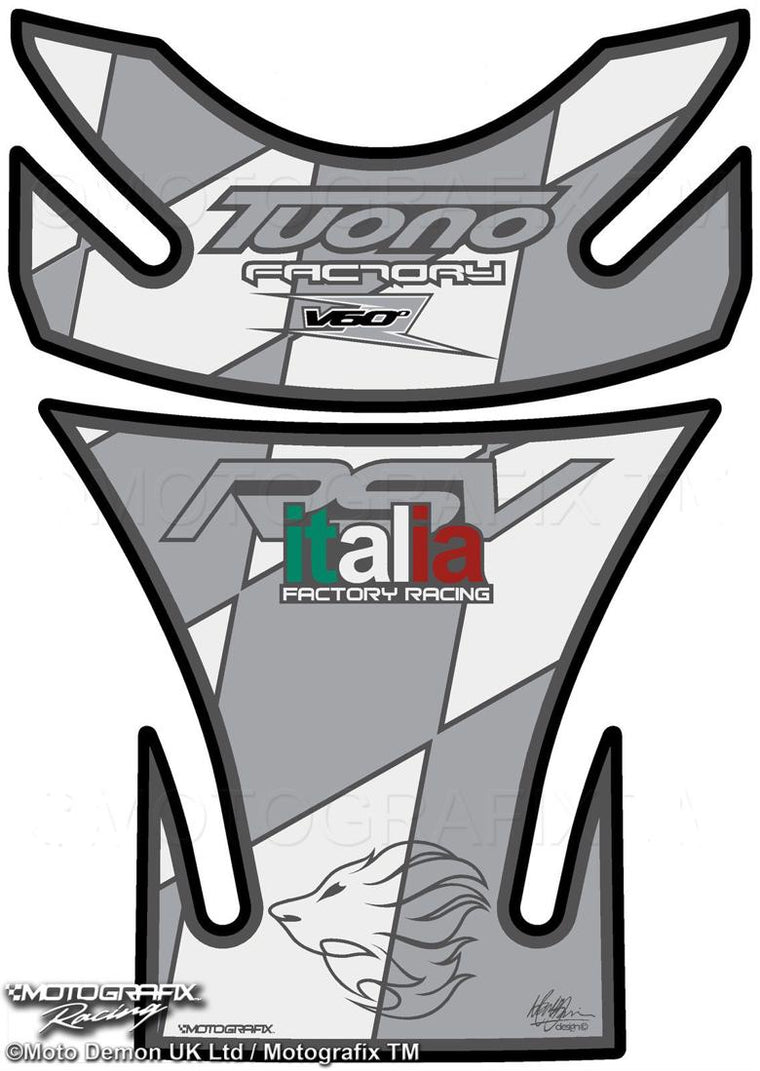 モトグラフィックス タンクパッド WHT／SLV APRILIA TUONO