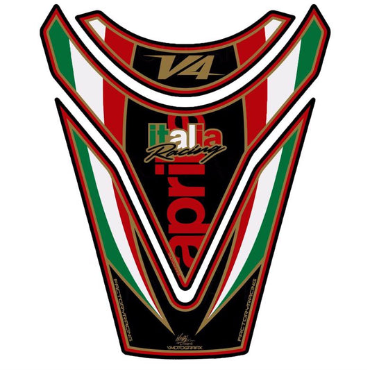 モトグラフィックス タンクパッド BLK／RED APRILIA RSV4