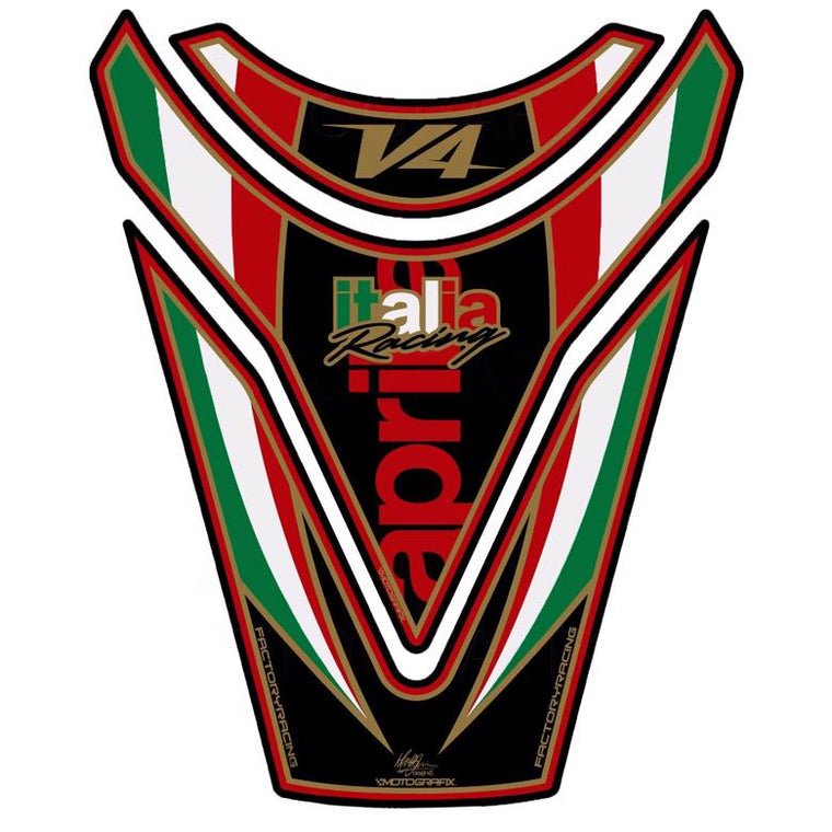 モトグラフィックス タンクパッド BLK／RED APRILIA RSV4