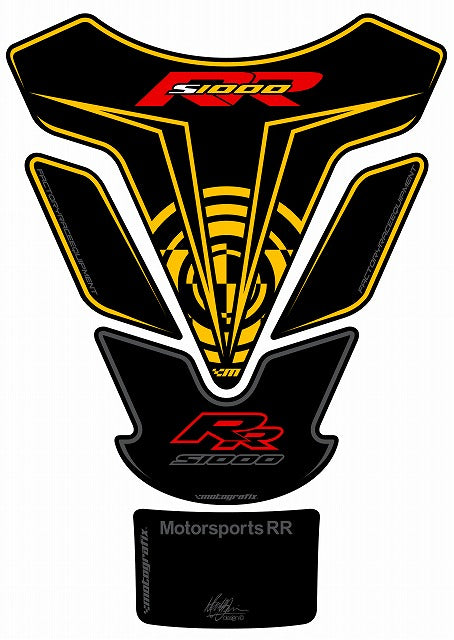 モトグラフィックス タンクパッド ブラック／イエロー S1000RR 12-14