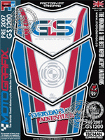 モトグラフィックス タンクパッド WHT／RED／BLU BMW GS1200 -07
