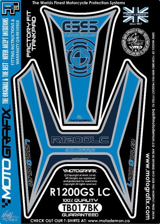 モトグラフィックス タンクパッド ブルー／ブラック R1200GS（水冷）13-