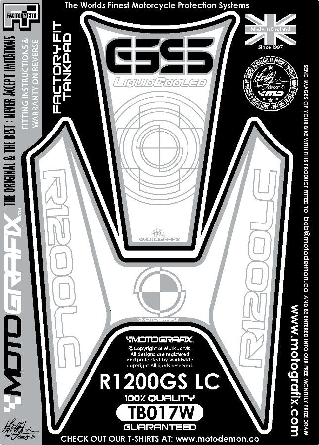 モトグラフィックス タンクパッド ホワイト R1200GS（水冷）13-