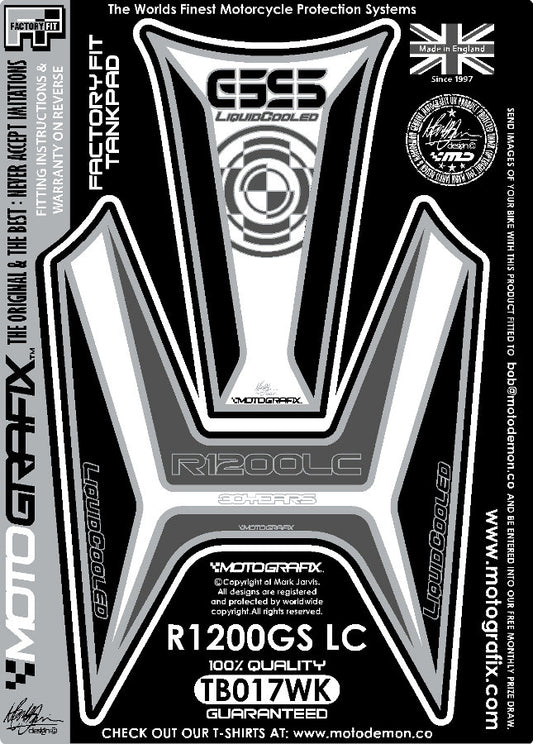 モトグラフィックス タンクパッド ホワイト／ブラック R1200GS（水冷）13-
