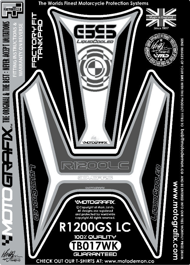 モトグラフィックス タンクパッド ホワイト／ブラック R1200GS（水冷）13-