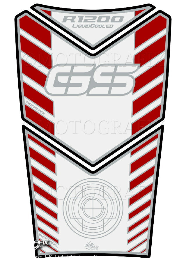モトグラフィックス タンクパッド RED／WHT R1200GS 13-