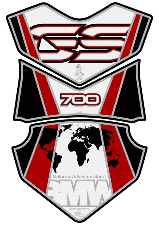 モトグラフィックス タンクパッド WHT／RED BMW F700GS 12-15