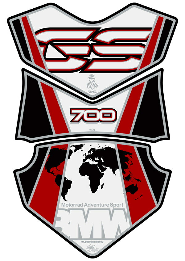 モトグラフィックス タンクパッド WHT／RED BMW F700GS 12-15