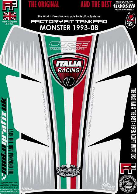 モトグラフィックス タンクパッド WHT DUCATI MONSTER