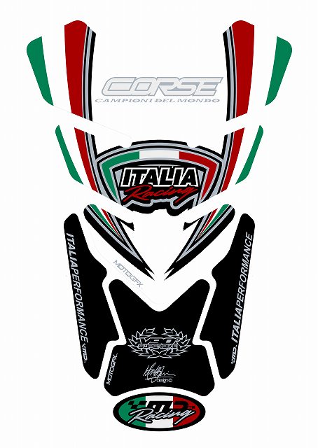 モトグラフィックス タンクパッド WHT DUCATI QUADPAD