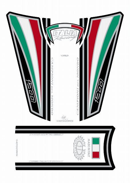 モトグラフィックス タンクパッド WHT DUCATI DIAVEL