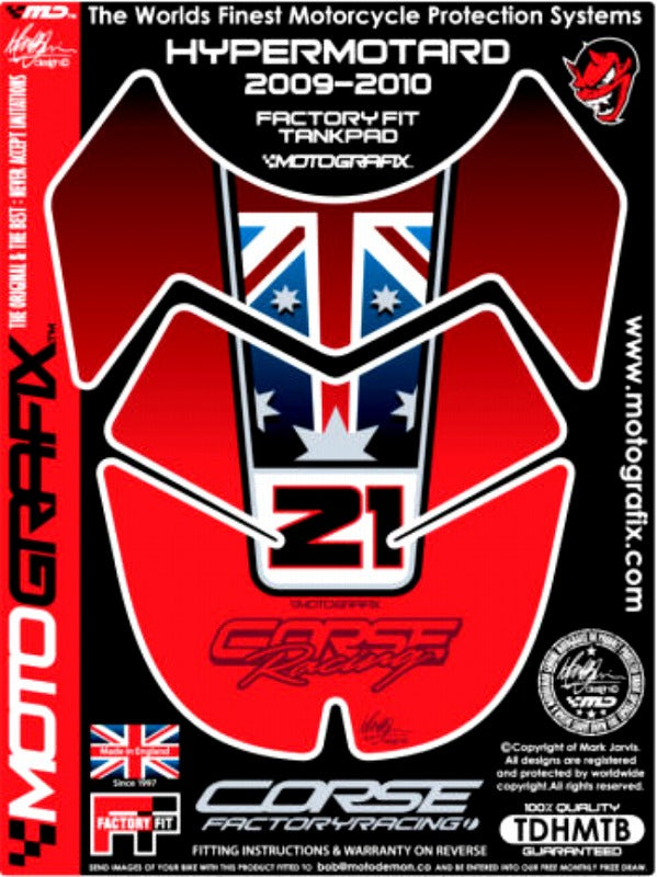 モトグラフィックス タンクパッド RED DUCATI HYPERMOTARD