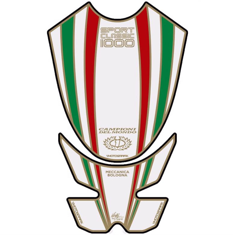 モトグラフィックス タンクパッド ホワイト DUCATI SPORT CLASSIC1000