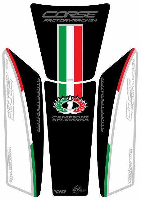 モトグラフィックス タンクパッド WHT DUCATI STREETFIGHTER