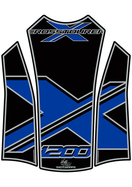 モトグラフィックス タンクパッド BLK／BLU VFR1200X Cross T