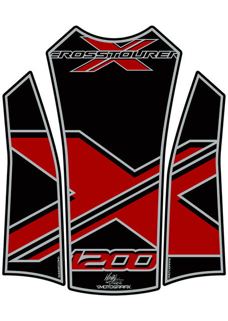 モトグラフィックス タンクパッド BLK／RED VFR1200X Cross T