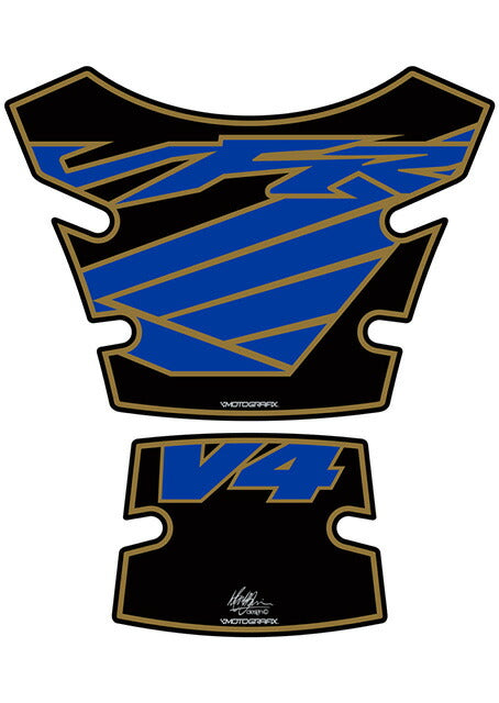 モトグラフィックス タンクパッド BLK／BLU VFR800 98-12